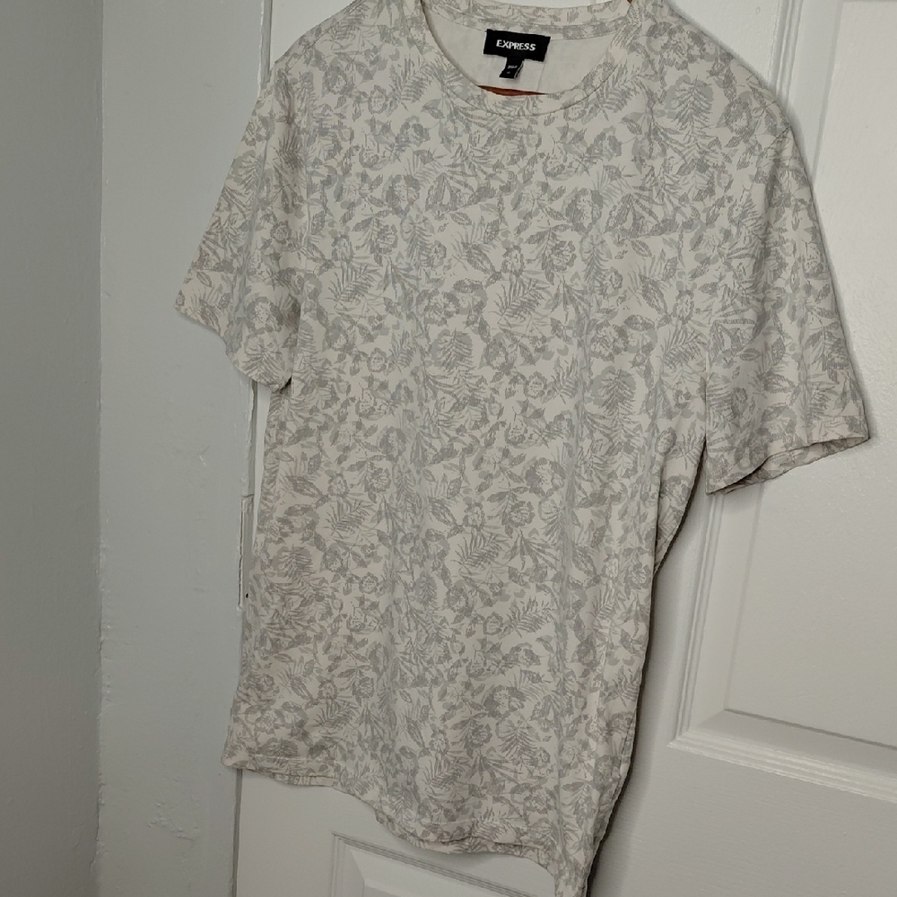 Express Men's Cream Floral Tee